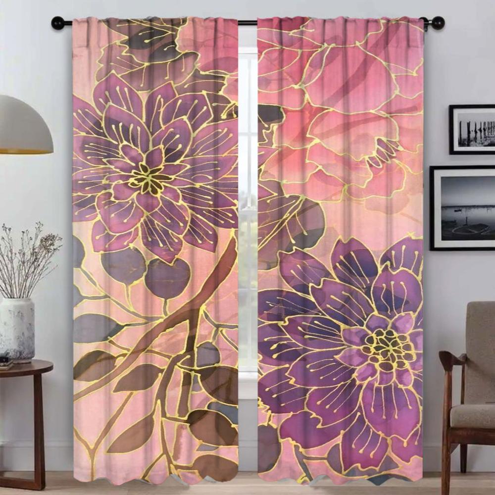 

Плотные шторы для камеры Цветочные шторы Детская комната Украшение на Хэллоуин Оконная штора Тюль для спальни Шторы Разделитель W50xH70cmx2pcs-CL