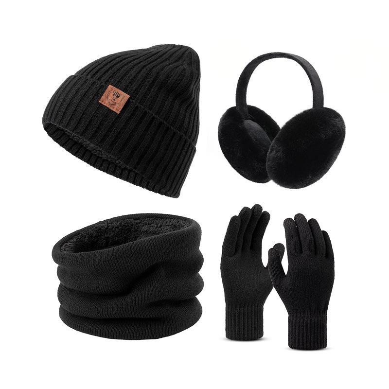 Winter Hat Scarf Gloves Socks Warm Four Piece Set Thickened Wool Socks Knitted Cold Proof Set