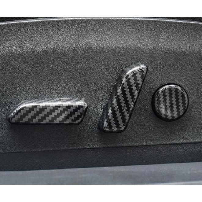 Carbon Fiber Seat Adjust Handle Button Cover Trim 6pc For Tesla Model 3 2017-21