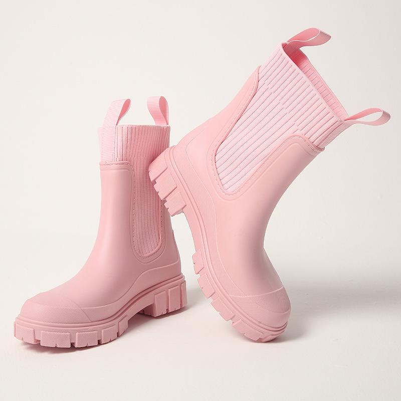 

Женские водонепроницаемые ботинки челси средней высоты с эластичным голенищем, нескользящие и износостойкие, для улицы, модные кемпинговые резиновые сапоги 41