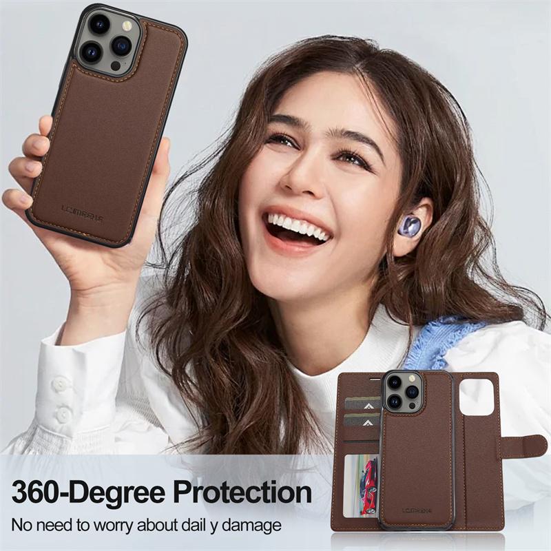 2 in 1 High Quality Retro Magnetic Flip Leather Case for iPhone 16 15 14 13 12 11 XR XS/Samsung S24 Ultra S23 FE A55 A54 Wallet Card Cover Phone Case