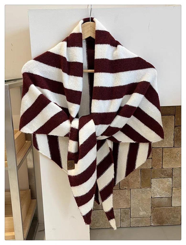 Korean Wool Blend Thick Shawl: Solid Color, Warm Knitted Cowl, Perfect for Spring & Autumn Layering