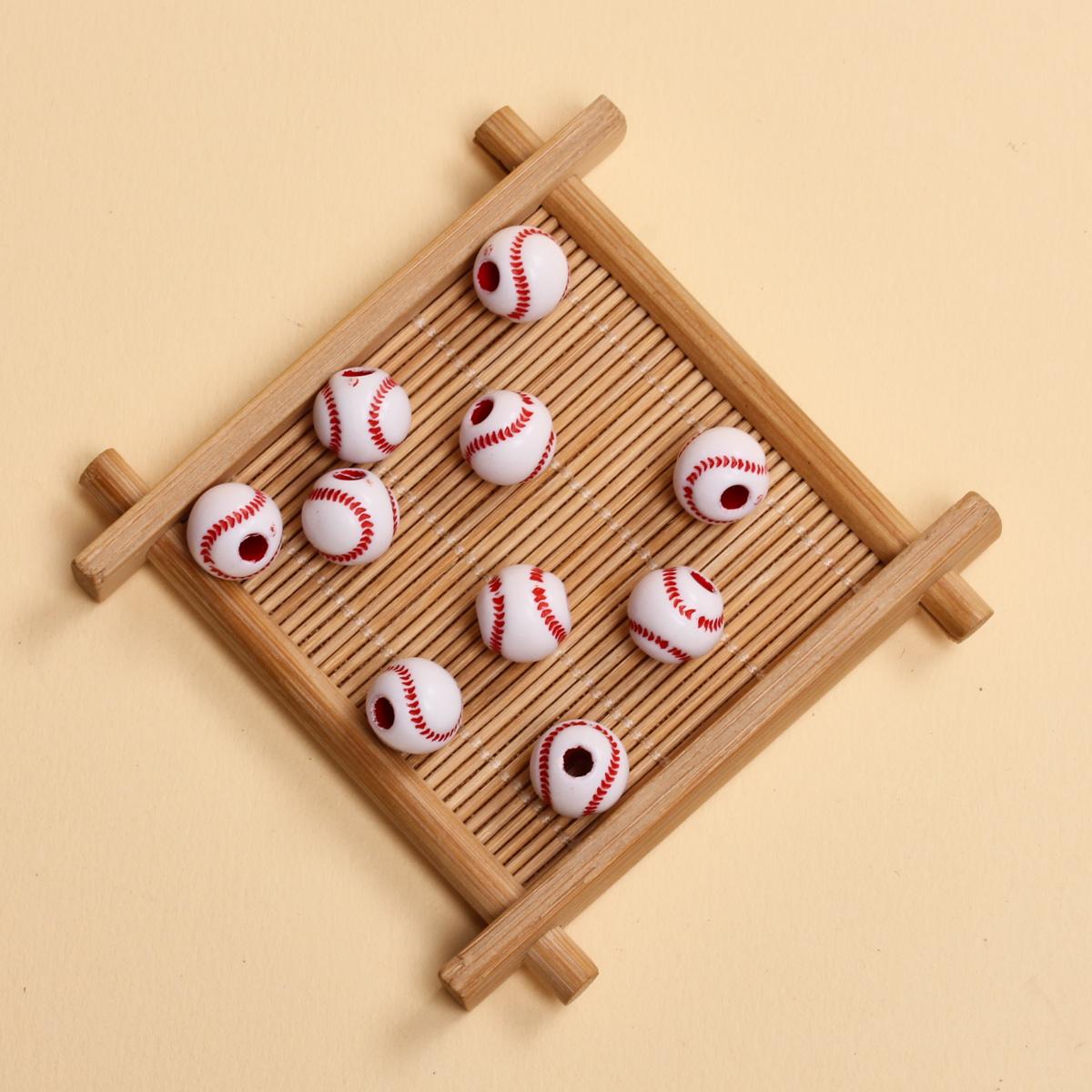 

10 шт., спортивные шарики для изготовления ювелирных изделий, 11 мм, бейсбол, волейбол, баскетбол, футбол, софтбол, ювелирные изделия из бисера, браслет «сделай сам» Style 9