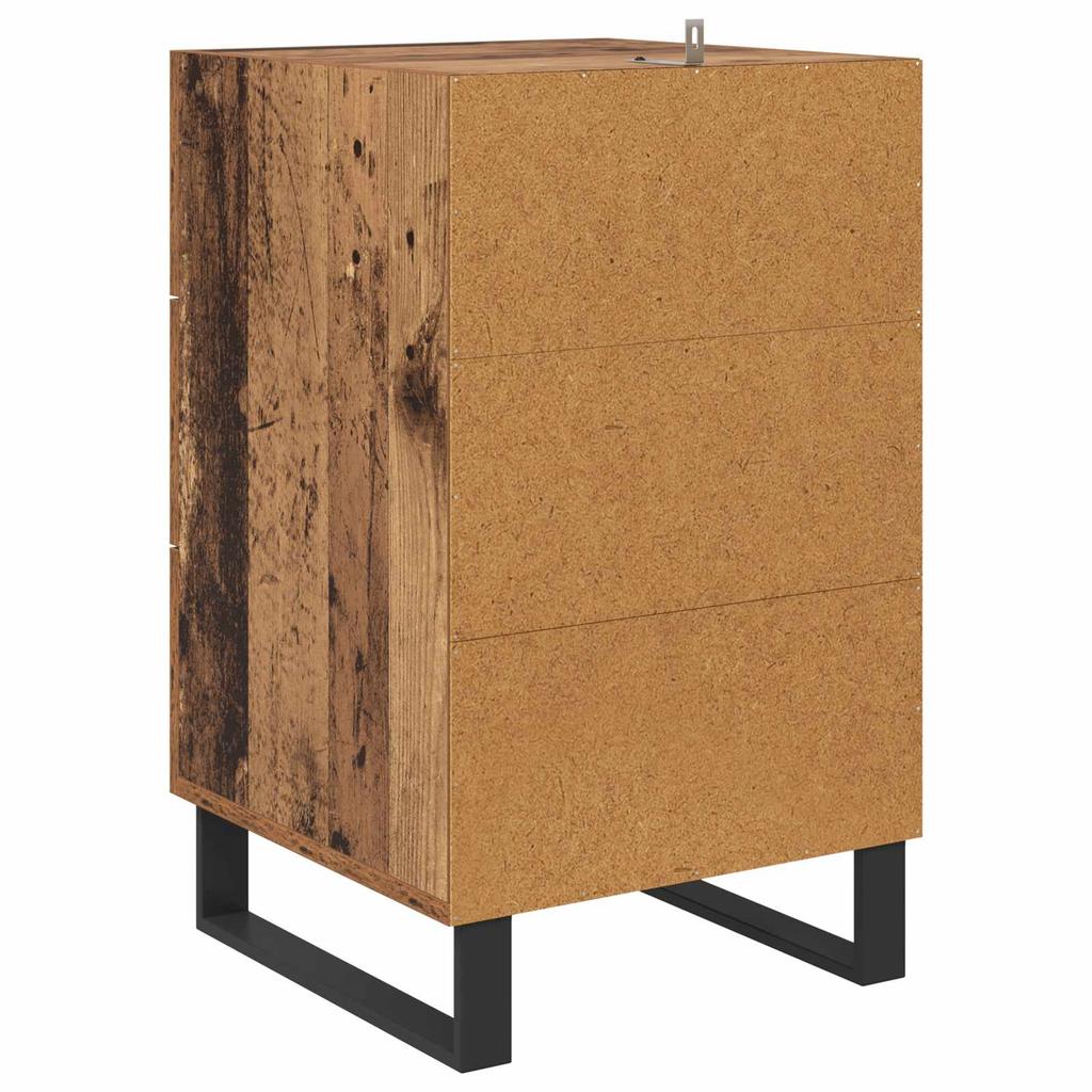 Nightstand with Drawers Reclaimed Wood Look 40 X 40 X 66 Cm Engineered Wood