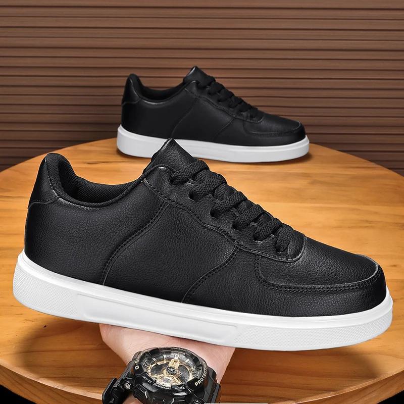 Fashion Men Leather White Sneakers Breathable Skateboarding Shoes Mens Outdoor Walking Running Shoes Couple Casual Shoes Size 47