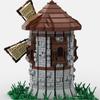 Gobricks MOC Medieval Windmill Bricks Town Windmill City Retro House Street View Building Blocks Set Toys For Kids Gifts