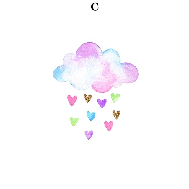 Star Love Colorful Unicorns Rain Of Love Rainbow Watercolour Wall Art Canvas Painting  Nordic Poster for Girls Kindergarten Deco