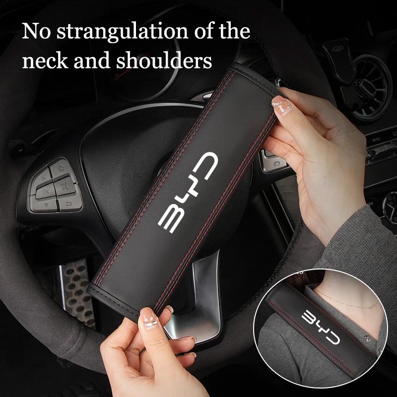 Seat Belt Cover Leather Protector Pads For BYD Atto 3 Dolphin Seal Tang F3 Dmi Song Yuan EV 2023-2025 Atto 4 Car Accessories