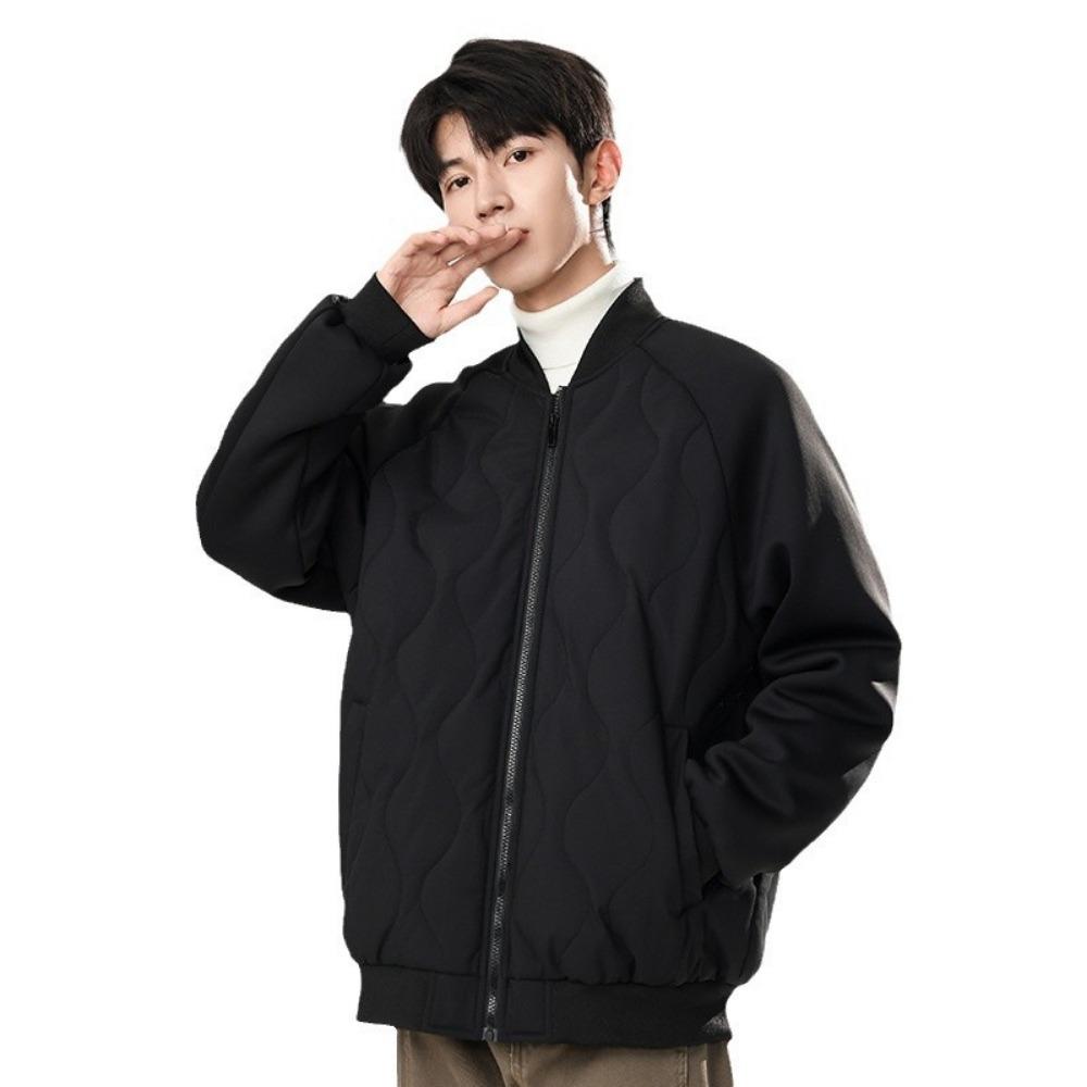 Men's Autumn Jacket Men's Trendy Brand Casual Versatile Stand-Up Neck Cotton Jacket Baseball Neck Windproof Warm Cotton Jacket Men's