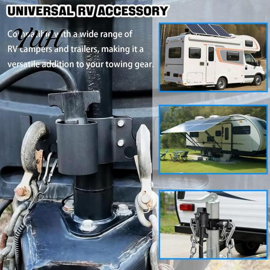 RV Towing Gear Trailer Safety Chain Holder with 7-Way Plugs Bracket, Heavy-Duty Aluminum Alloy Equipment Storage Organizer for Hitch Mount, Universal