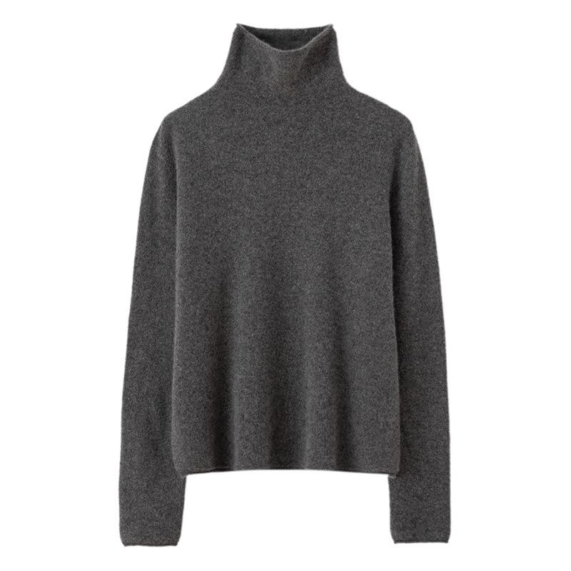 Lekasha Women's 100% Pure Cashmere High Neck Seamless Knit Jacket for Autumn and Winter