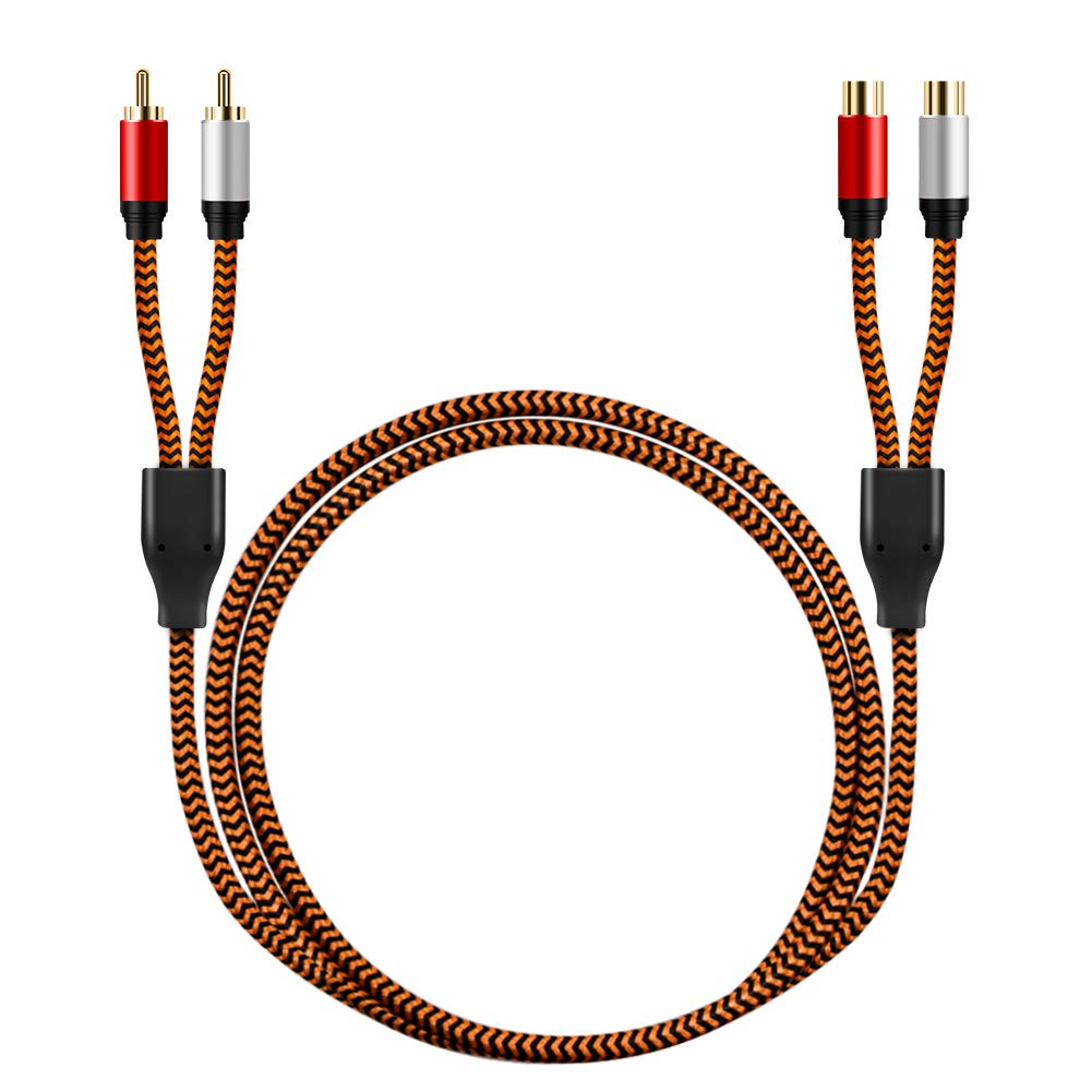 RCA Extension Cable LiuTian Dual Shielded Gold Plated Heavy Duty Nylon Braided 2RCA Male To 2RCA Female Stereo Audio for Home 2M, Cable, Theater,