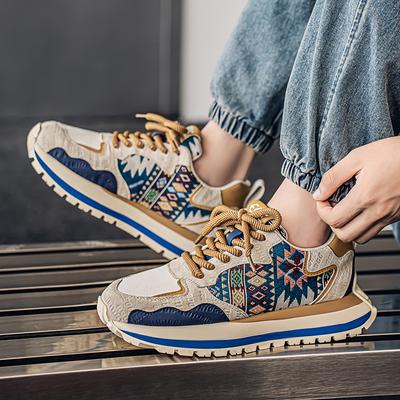 Men's Casual Sneakers Trendy Versatile Dad Shoes Comfortable Lace Up Shoe Low Cut Thick Soled Male Shoes