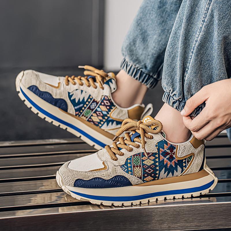 Fashion Men's Casual Sneakers Trendy Versatile Dad Shoes Fashion Comfortable Lace Up Shoe Low Cut Thick Soled Male Shoes