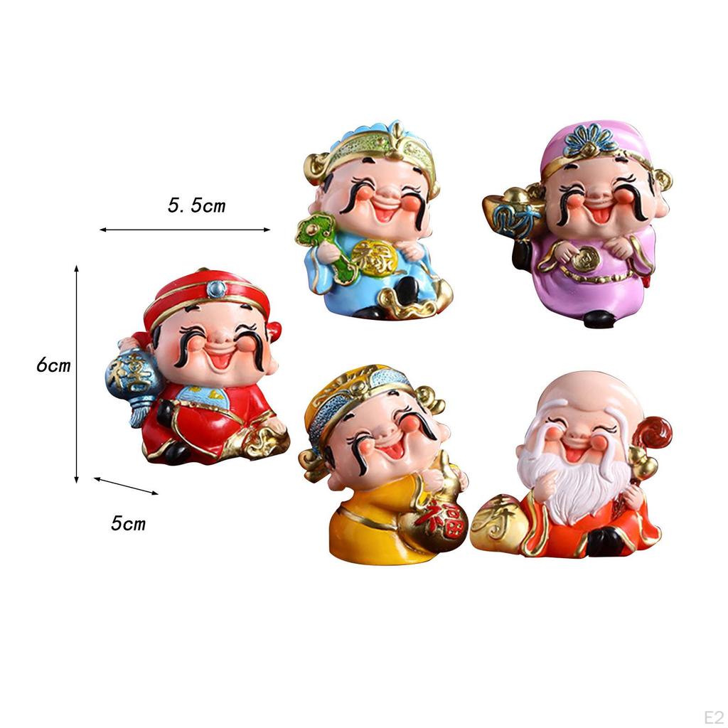 God of Figure Wealth Statue Fengshui Creative Mini Desktop Ornament for Table Bedroom