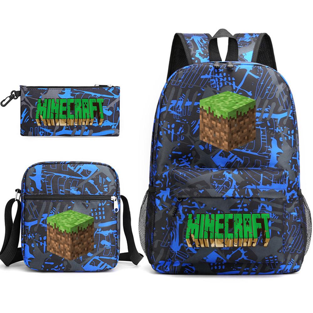 Minecraft Schooltas Game Merchandise Student Grote Capaciteit Print Drie Delige Schooltas Mannen En Vrouwen