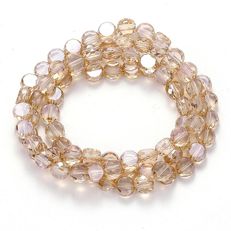 Flat Round Glass Beads Transparent Faceted Glass Spacers Colorful Coin Beads Crystal Loose Beads for Jewelry Making DIY Bracelet