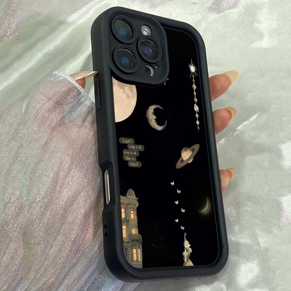 JT194 Cool Cartoon Moon for iPhone 17 16 15 14 Pro Max Samsung S26 S25 Ultra A17 A16 A07 A56 A06 A55 Xiaomi 15T Redmi 15c 14C Note 13 14 Soft TPU Case