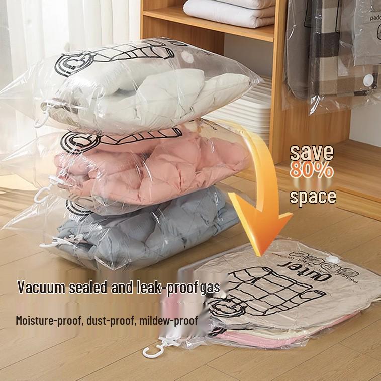 FX5256 Hanging Vacuum Compression Garment Bag: Waterproof, Dustproof, Side-Pull Air Extraction for Clothes Storage