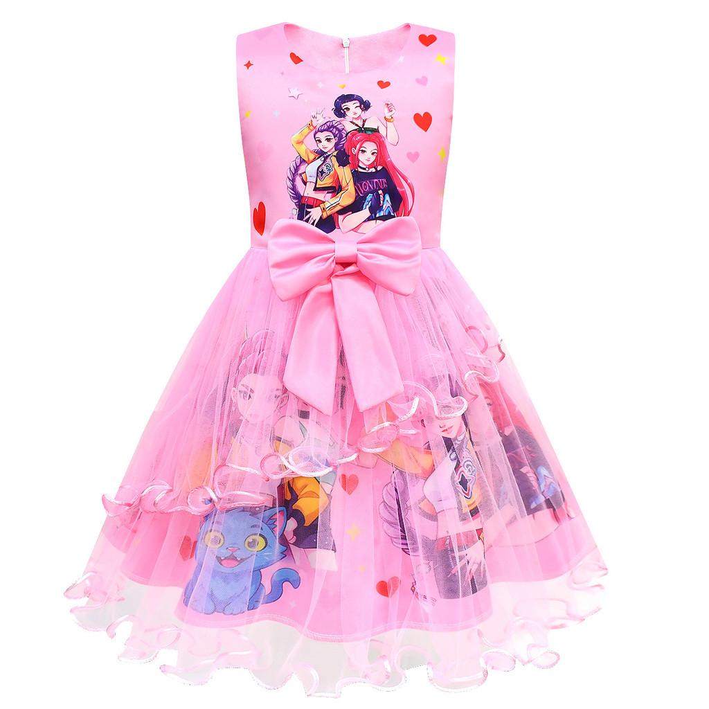 82991 Abito a rete con volant irregolari stile Kpop per ragazze, ispirato a Demon Hunters