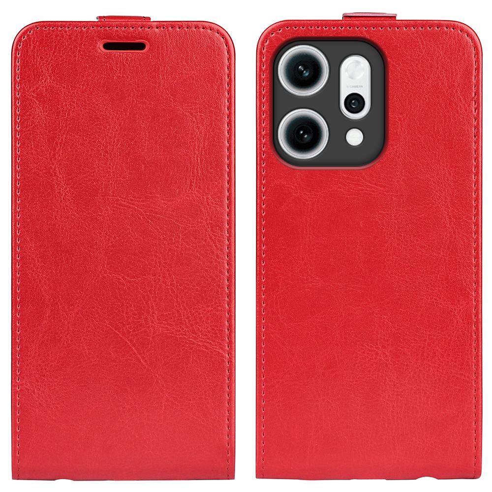 

For Oppo Reno14 Pro 5G (Global) Case with Card Slots Vertical Flip Leather Phone Cover - Brown Red