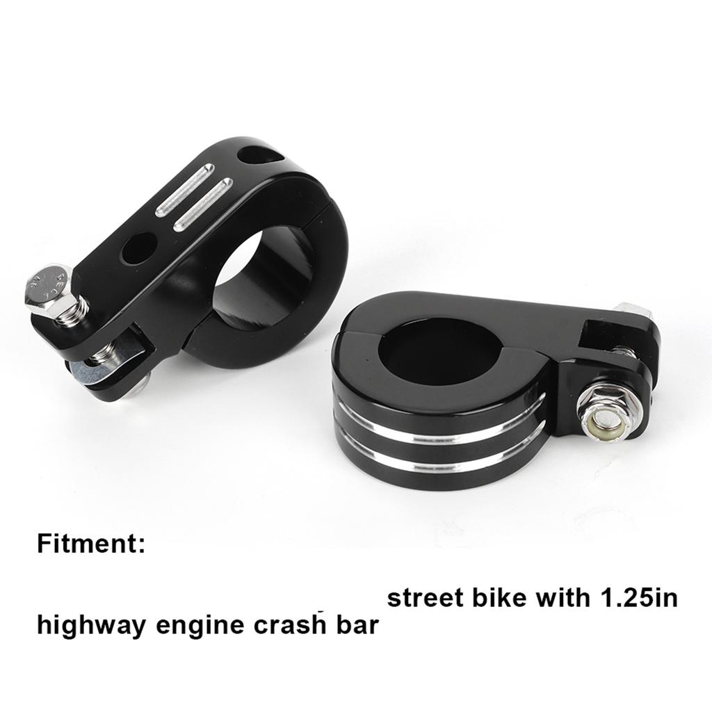 Pair of 32mm 1.25in Foot Peg Mounting Clamp Motorcycle Footrest Bracket Fit for Honda Silver and Black