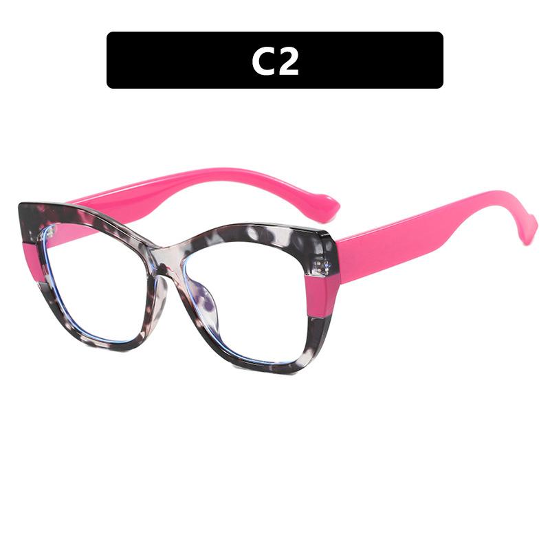 New Fashion Double Color Cat Eye Women Glasses Frame Clear Anti Blue Light Optical Leopard Eyewear