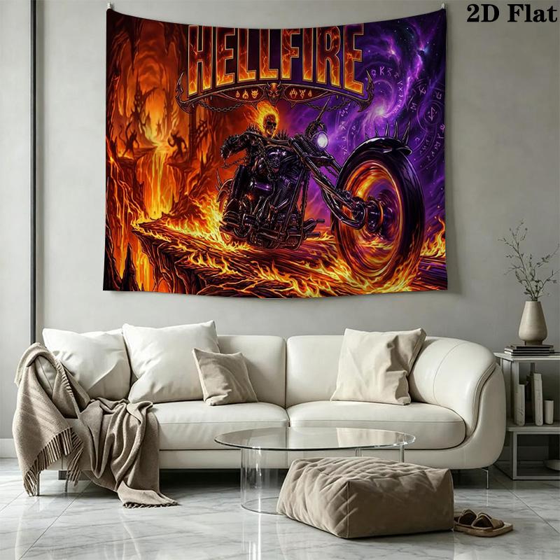 Horseman of Hell Wall Tapestry Aesthetic Wall Hanging Printed Fabric Blanket Decorative Tapestries for Bedroom Living Room Home Decor