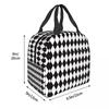 Harlequin Plaid Playing Cards Insulated Lunch Bag for Women Office Cooler Thermal Food Box Tote Leakproof Lunch Boxes Container