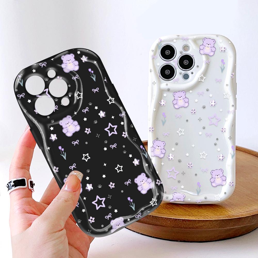 Cartoon Pattern Cream Texture Case Wavy Edge Mykt Silikondeksel Telefonveske til IPhone Samsung Huawei Honor Xiaomi Redmi Infinix Tecno