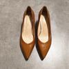Fashion Korean All Match Fashion Work Shoes Woman Pointed Toe Shallow Brief Office Ladies Pumps Slip On Solid Leather Thin High Heels