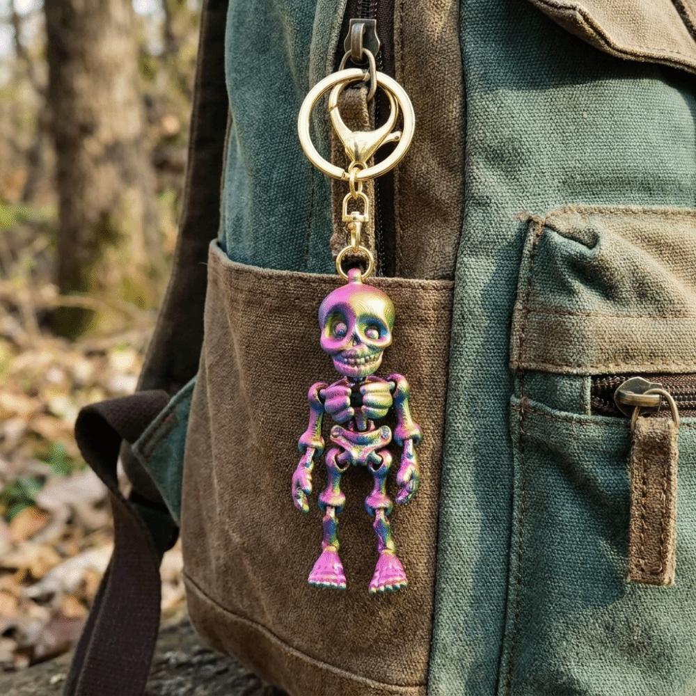 3D Printing Articulated Skeleton Key Ring Flexible Movement Skull Bag Pendant  Festival Gift