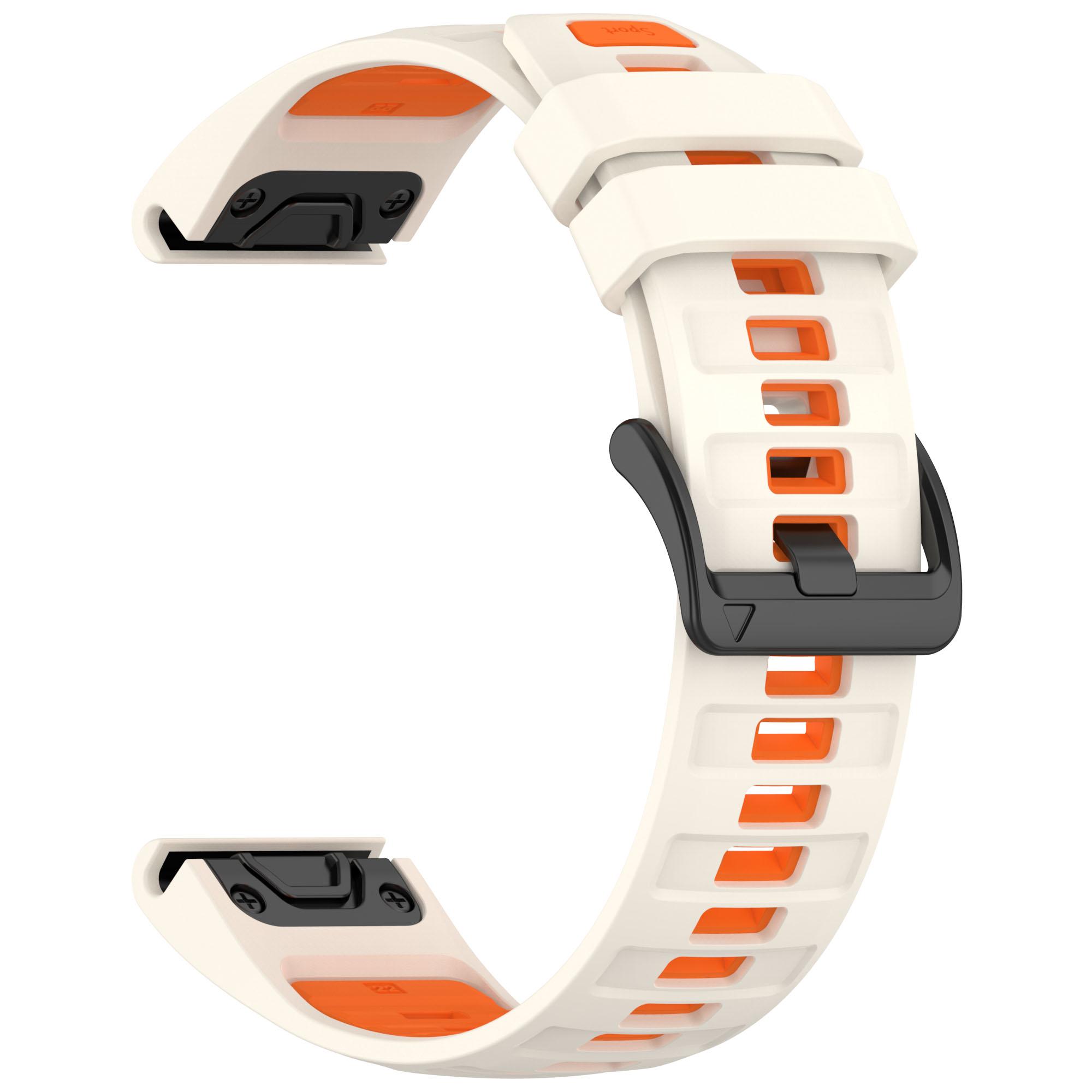 

26mm Strap for Garmin Fenix 8 51mm/Enduro 3/Instinct 2X Universal Silicone Watch Band Starlight+Orange