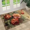Chinese Peony Printed Rug  Non-Slip Washable Polyester Mat, Floral Decor for Bedroom,Living Room, Garden, Camping Indoor/Outdoor
