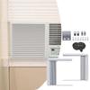 Window Air Conditioner Side Panels with Frame, Room AC Accordion Filler Curtain Kit Replacement Adjustable Removable Frame