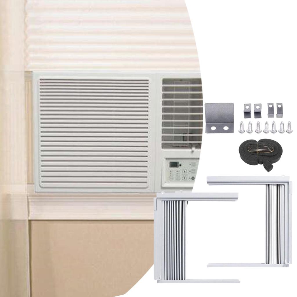 Window Air Conditioner Side Panels with Frame, Room AC Accordion Filler Curtain Kit Replacement Adjustable Removable Frame