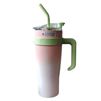 Auto Isolierbecher Edelstahl 1250ML mit Strohhalm Isolierte Becher für Outdoor-Reisen Farbverlauf