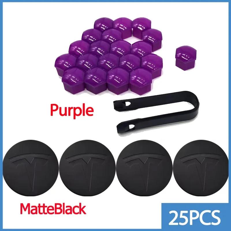 25pcs 29pcs 56mm Matte Black Car Wheel Center Hub Caps for Tesla Model 3 Y S X Tire Lug Nut Protective Covers Styling Decoration