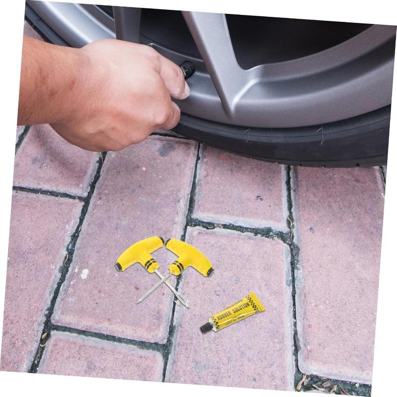 1set Heavy Duty Tubeless Tire Repair Tool Repair Kit for Cars Quick Puncture Repair Kit with Sturdy Strips Easy To Use Tire Plug