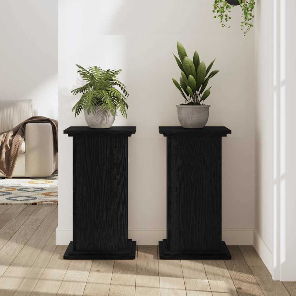 Suport pentru plante efect lemn de stejar negru 33 x 33 x 60 cm