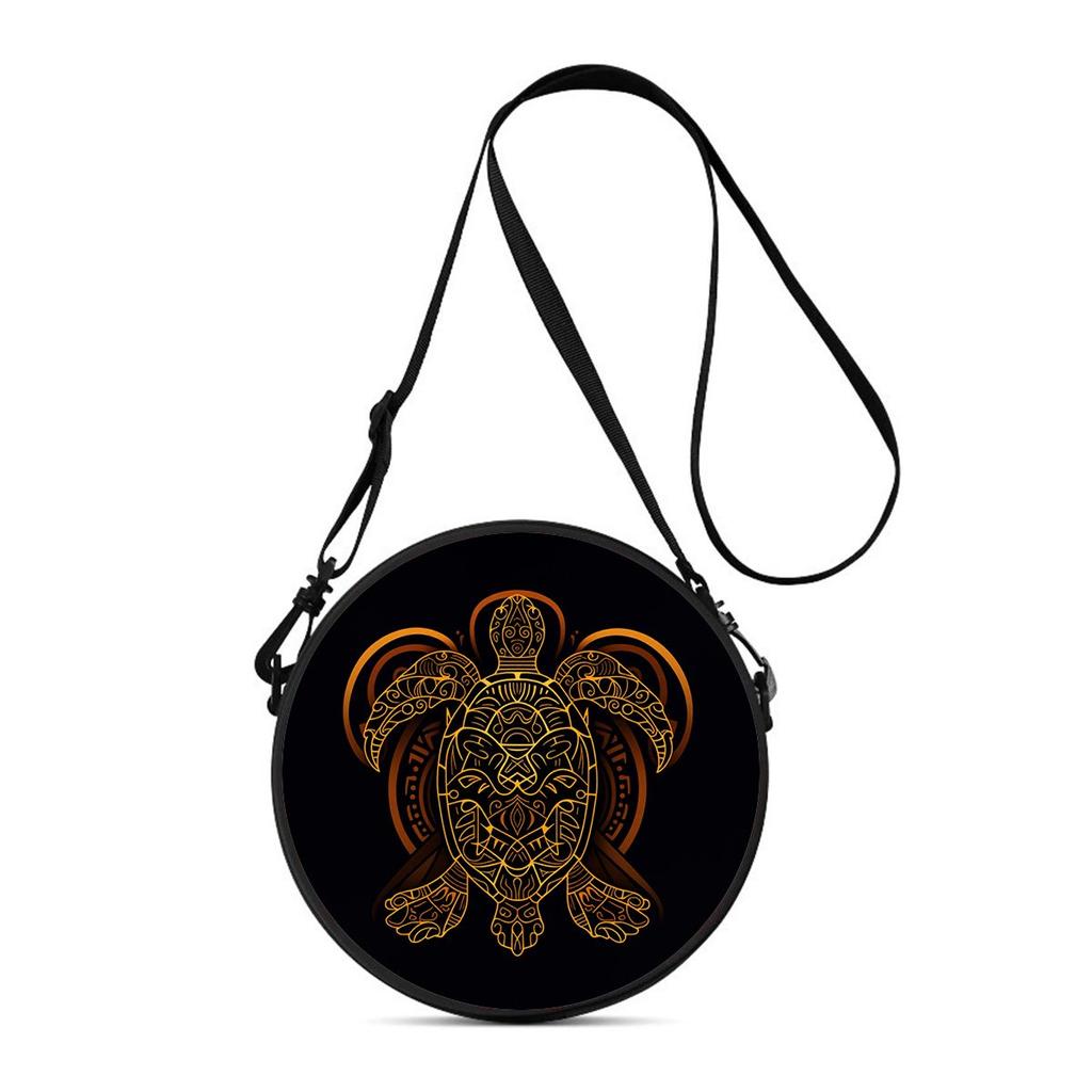 Tortoise Print Round Shoulder Bag Casual Messenger Bag for Woman Best Gifts 2D Flat Casual Daily Crossbody Bag