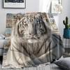 White Tiger Print Flannel Blanket, High Quality Comfortable for All Seasons, Home Decor, Warmth and Comfort, Perfect for Christmas Gifts