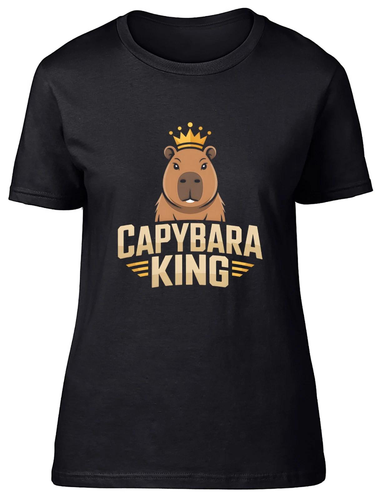 Capybara King Wearing Crown Womens T-Shirt Ladies Gift Tee L