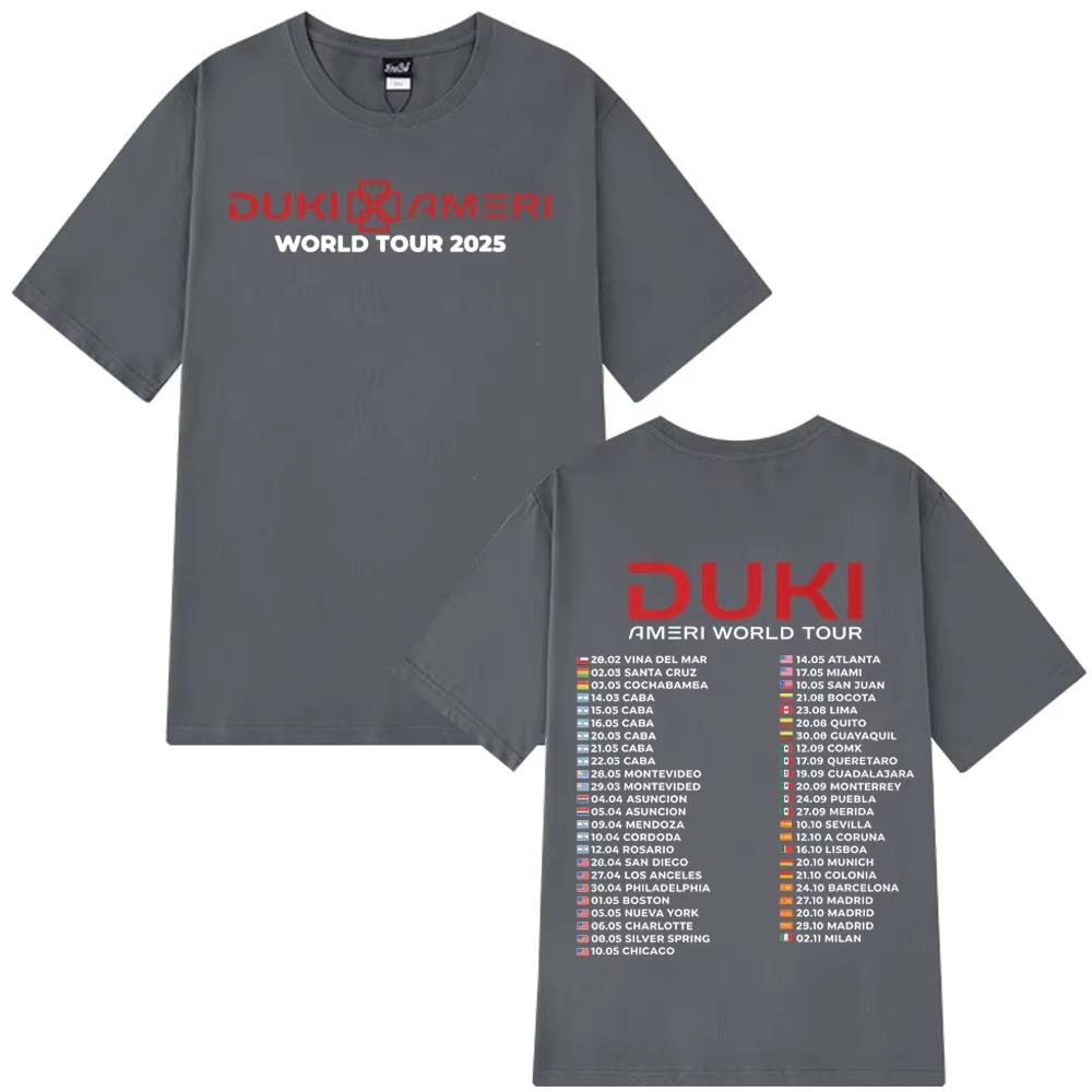 Rap Singer Duki Ameri 2025 World Tour Tshirt Summer Unisex Casual Cotton Oversized Tshirt Harajuku Street Wear Mens Tshirt S