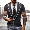 T-shirt à manches courtes pour homme, imprimé en 3D, amusant, à la mode, avec faux costume, pour l'été