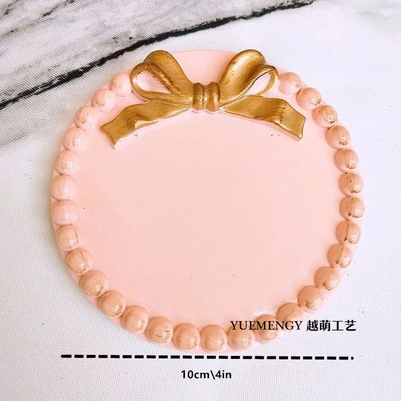 Retro Multicolour Fans You Super Cute Bowknot Small Tray Round Square Jewelry Plate Set   Decoration