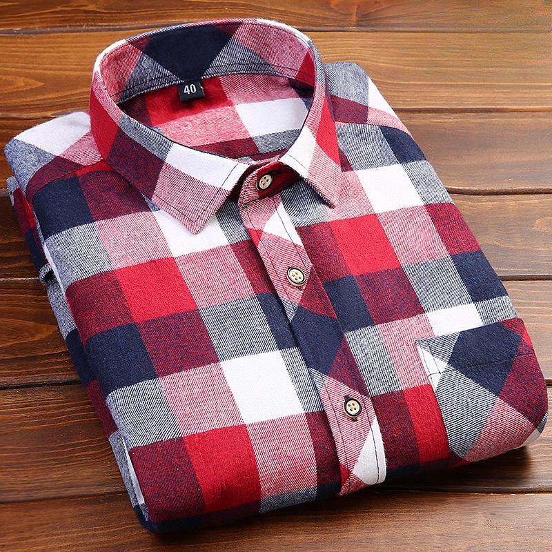 

Мужская повседневная клетчатая рубашка свободного покроя с начесом Мужские рубашки с длинным рукавом Мужские 38