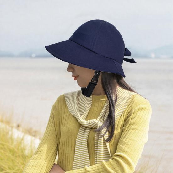 Women's Knot with Sun Hat UV Bow Ponytail Hole Summer Beach