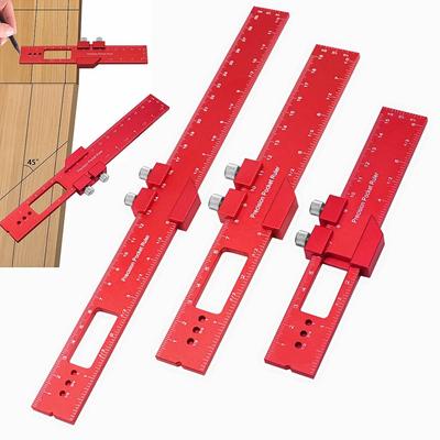 High Precision Pocket Ruler Inch and Metric Metal Slide Ruler Aluminum Alloy Woodworking T-Type Scribing Ruler