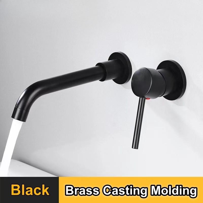 360° Rotation Bathroom Basin Faucet Concealed Wall Mounted Water Tap Single Handle Hot Cold Water Bath Mixer Tap